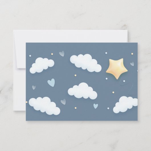 Dusty Blue Cloud Theme Baby shower Bedankkaart (Achterkant)