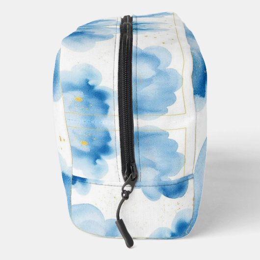 Dusty Blue Clouds Sprinkled Gold Frame Mäppchen Toilettasje (Rechts)