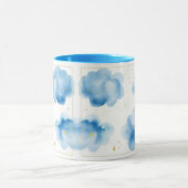 Dusty Blue Clouds Sprinkled Gold Frame Mug Tasse Mok (Midden)