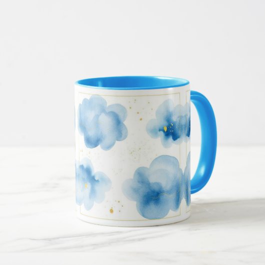 Dusty Blue Clouds Sprinkled Gold Frame Mug Tasse Mok (Voorkant rechts)
