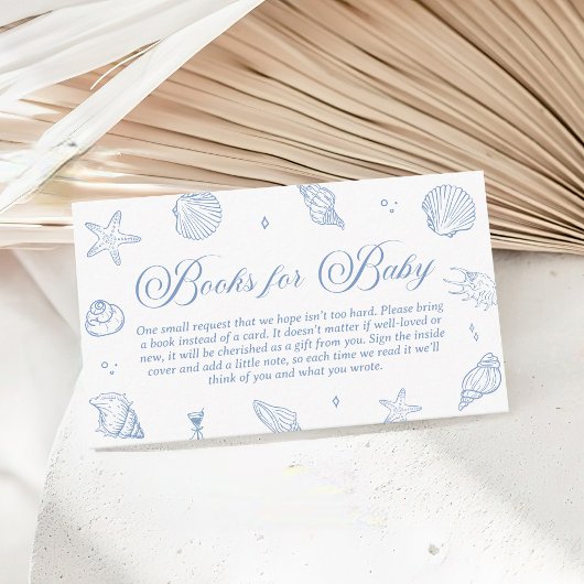 Dusty Blue Coastal Baby shower Boeken voor Baby Informatiekaartje
