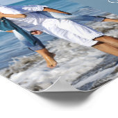 Dusty Blue Coastal Paar Foto Huwelijk Welkom Poster (Hoek)