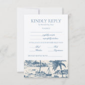 Dusty Blue Coastal RSVP Card Insert (Voorkant)