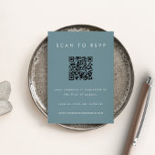 Dusty Blue Coastal RSVP Card with QR Code Informatiekaartje