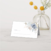Dusty Blue Coastal Shell Wedding Place Card Plaatskaartje (Voorkant)