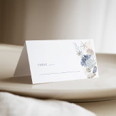 Dusty Blue Coastal Shell Wedding Place Card Side Plaatskaartje