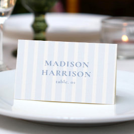 Dusty Blue Coastal Wedding Name Place Card DIY Kaart