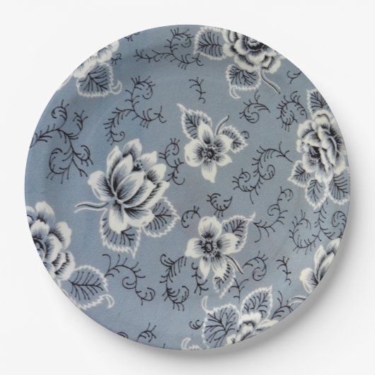 Dusty Blue Colonial Floral Pattern | BORD (Voorkant)