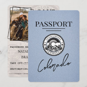 Dusty Blue Colorado Passport De datum opslaan Save The Date
