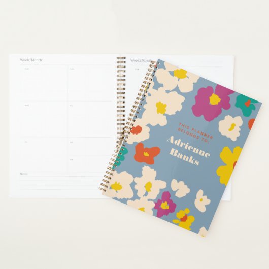 Dusty Blue Colorful Modern Floral Planner (Display)