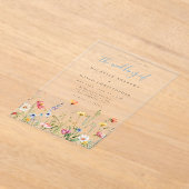Dusty Blue Colorful Rustic Wildflower Wedding Acryl Uitnodigingen (Laagn)