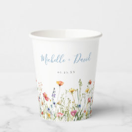 Dusty Blue Colorful Rustic Wildflower Wedding Papieren Bekers