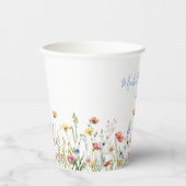 Dusty Blue Colorful Rustic Wildflower Wedding Papieren Bekers (Voorkant)