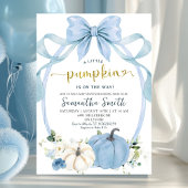 Dusty Blue Coquette Autumn Pumpkin Baby shower Kaart