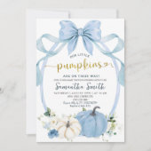 Dusty Blue Coquette Pumpkin Twins Baby shower Kaart (Voorkant)