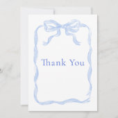 Dusty Blue Coquette Ribbon Baby Shower Bedankkaart (Voorkant)