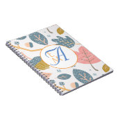 Dusty Blue Coral Abstracte Natuur Monogrammed Deco Notitieboek (Rechterzijde)