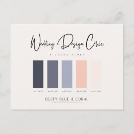 Dusty Blue Coral Color Palet met Hex Codes Briefkaart