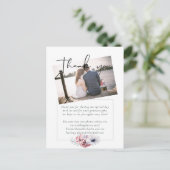 Dusty Blue Coral Floral bruiloft Bedankt Briefkaart (Staand voorkant)