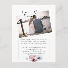 Dusty Blue Coral Floral bruiloft Bedankt Briefkaart