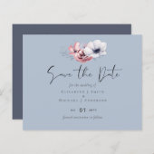 Dusty Blue Coral Floral Wedding Save Date Budget (Voorkant / Achterkant)