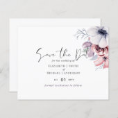 Dusty Blue Coral Floral Wedding Save Date Budget (Voorkant / Achterkant)