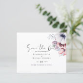 Dusty Blue Coral Floral Wedding Save Date Budget (Staand voorkant)