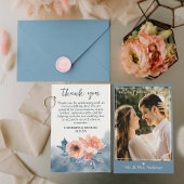 Dusty Blue & Coral Pink Waterverf Bloemenbruiloft Bedankkaart