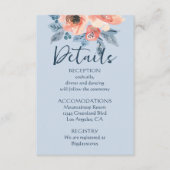 Dusty Blue & Coral Pink Waterverf Bloemenbruiloft Informatiekaartje (Voorkant)