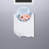 Dusty Blue & Coral Pink Waterverf Bloemenbruiloft Magneet