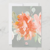 Dusty Blue + Coral Waterverf Flowers Bat Mitzvah Kaart (Achterkant)