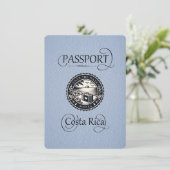Dusty Blue Costa Rica Passport Save The Date (Staand voorkant)