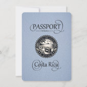 Dusty Blue Costa Rica Passport Save The Date (Voorkant)