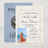 Dusty Blue Costa Rica Passport Uitnodiging voor ee (Voorkant / Achterkant)