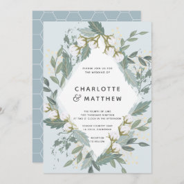 Dusty Blue Cotton Garden Diamond Botanische bruilo Kaart