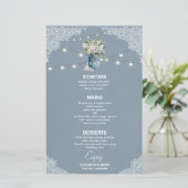 Dusty Blue Country Gecombineerd Wit Lace Weddensch (Staand voorkant)