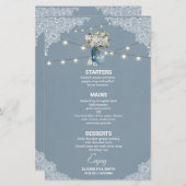 Dusty Blue Country Gecombineerd Wit Lace Weddensch (Voorkant / Achterkant)