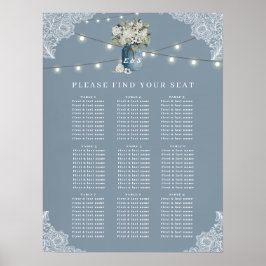 Dusty Blue Country Gecombineerd Wit Lace Weddensch Poster