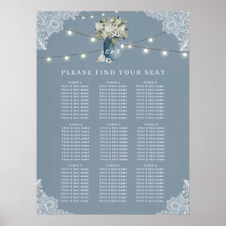 Dusty Blue Country Gecombineerd Wit Lace Weddensch Poster