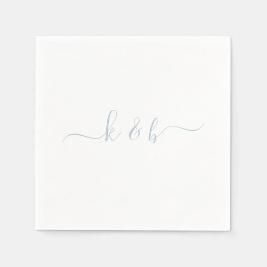Dusty Blue Couple Initialen Swash Script Servet (Voorkant)