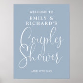 Dusty Blue Couples Douche Welkomstbord Poster (Voorkant)