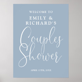 Dusty Blue Couples Douche Welkomstbord Poster