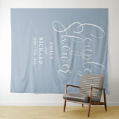 Dusty Blue Couples Trouwdouche Foto Achtergrond Wandkleed (In Situ (horizontaal))