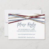 Dusty Blue & Cranberry Streamers Online RSVP-kaart RSVP Kaartje (Voorkant)