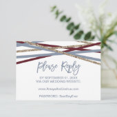 Dusty Blue & Cranberry Streamers Online RSVP-kaart RSVP Kaartje (Staand voorkant)