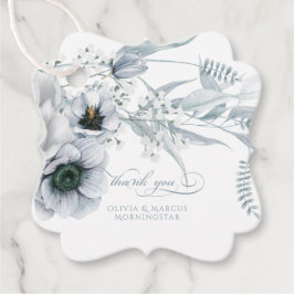 Dusty Blue Cream Anemone Peony Wedding Bedankjes Labels