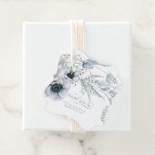Dusty Blue Cream Anemone Peony Wedding Bedankjes Labels (In situ)