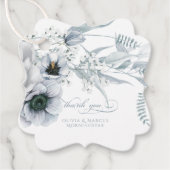 Dusty Blue Cream Anemone Peony Wedding Bedankjes Labels (Voorkant)