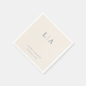 Dusty Blue & Cream Beige Monogram Elegant Wedding Servet (Hoek)