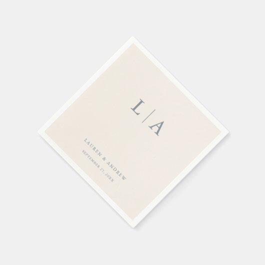 Dusty Blue & Cream Beige Monogram Elegant Wedding Servet (Hoek)